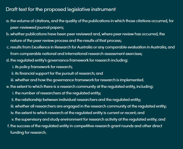 List of assessment of research Quality